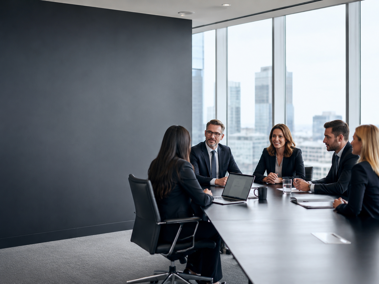 Executive team meeting in a modern boardroom